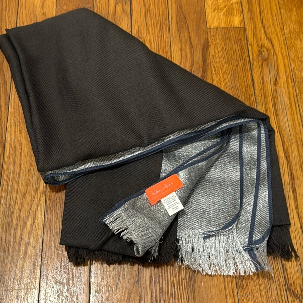 India Hicks Black Reversible Scarf with Silver Accent